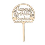 Personalized Birthday Cake Topper Wood Ornament Front