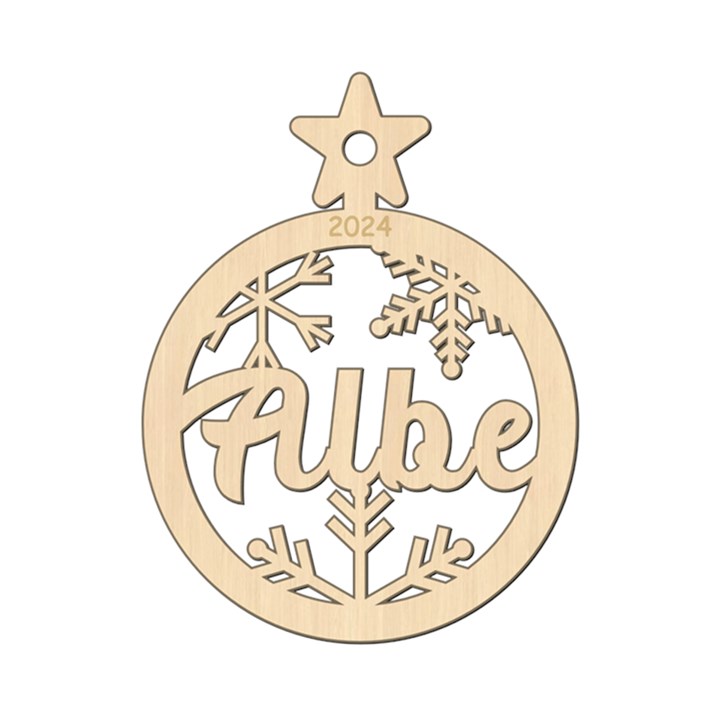Personalized Big Snowflakes Xmas Bubble Wood Ornament