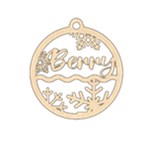 Personalized Half Snowflake Curl Line Xmas Bubble Wood Ornament Front