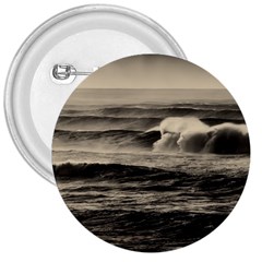 Sea Ocean Waves Sunset Sunrise Rough Seas Nature Black White 3  Buttons