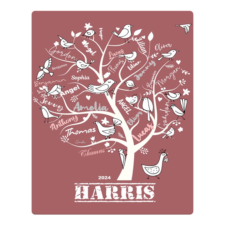 Personalized Family Tree Name Love Two Sides Premium Plush Fleece Blanket (Large)