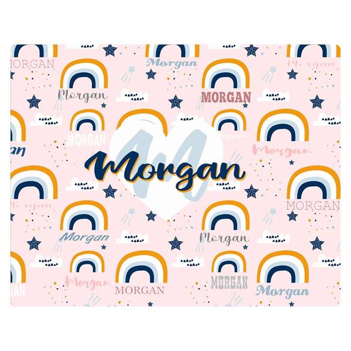 Personalized Childish Pattern Cute Rainbow Stars Clouds Two Sides Premium Plush Fleece Blanket (Teen Size)