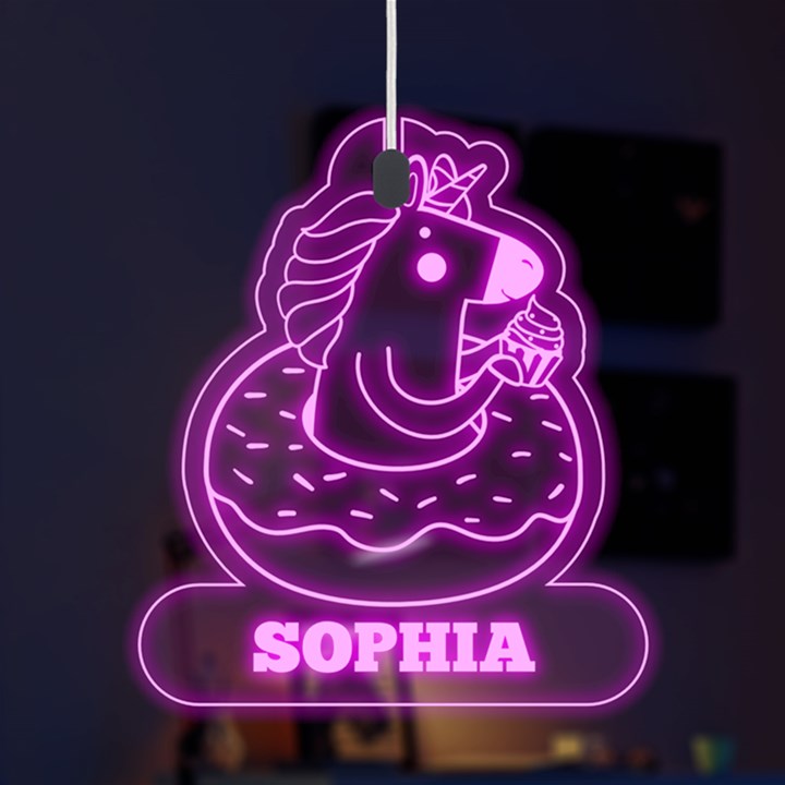 Personalized Unicorn Name LED Acrylic Ornament