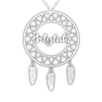 Personalized Name Dream Catcher Boho 925 Sterling Silver Name Pendant Necklace Front