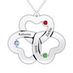 Personalized 3 Hearts 925 Sterling Silver Name Pendant Necklace Front