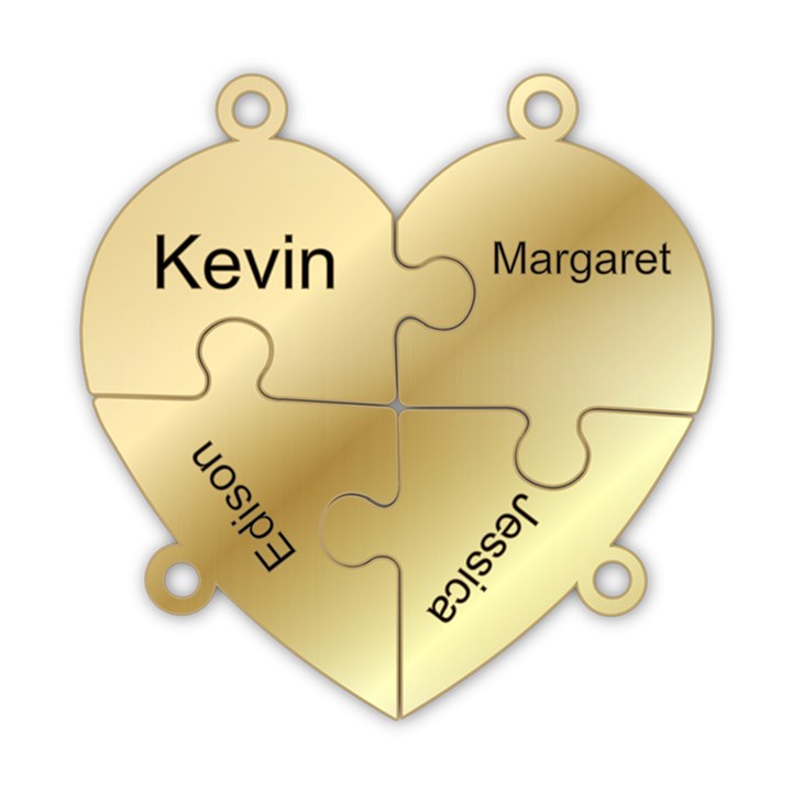 Personalized 4Names Puzzle Heart 925 Sterling Silver Name Pendant Necklace