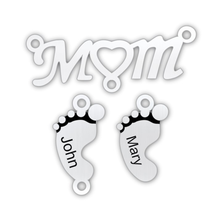 Personalized 2 Baby Birth Mom Name 925 Sterling Silver Name Pendant Necklace
