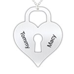 Personalized 2 Names Heart Locker 925 Sterling Silver Name Pendant Necklace Front