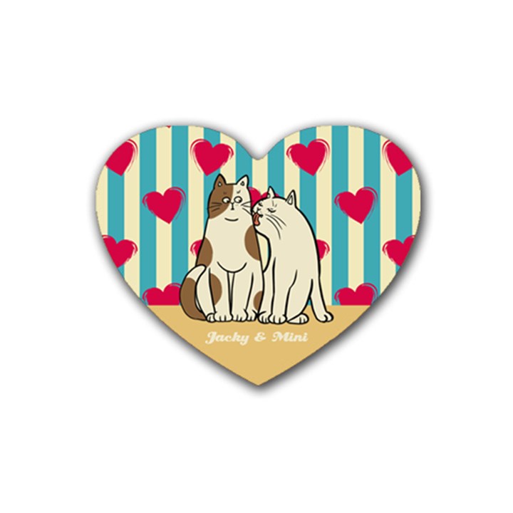 Couple Cat Rubber Coaster (Heart)