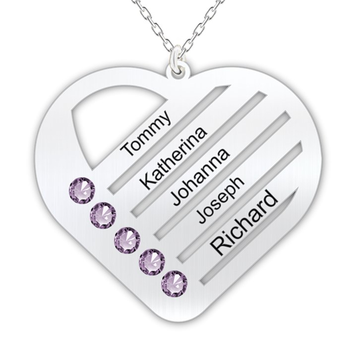 Personalized 5 Line Names Heart 925 Sterling Silver Pendant Necklace