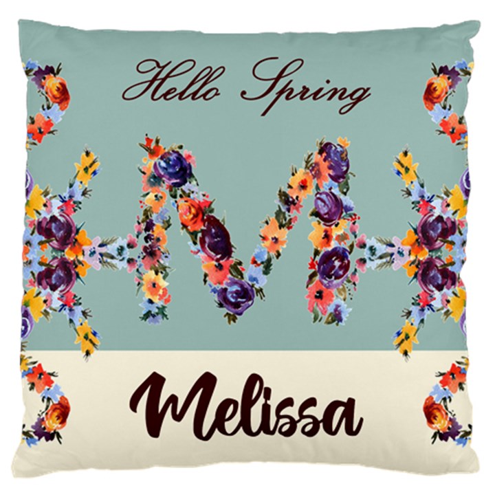 Personalized Spring Easter Floral Initial Name Large Cushion Case (One Side)