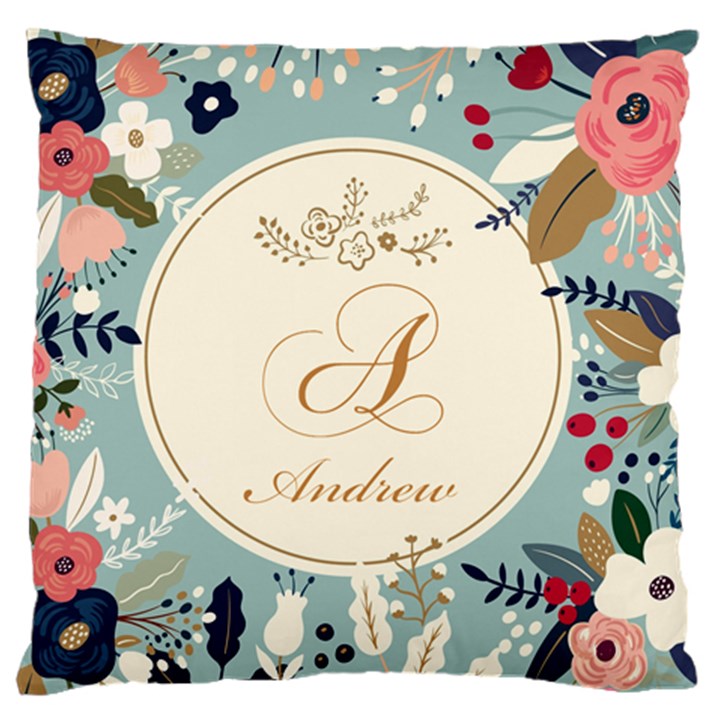 Personalized Spring Easter Initial Name Large Cushion Case (One Side)