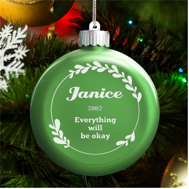 Nature Graphic LED Glass Round Ornament