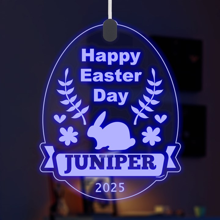 Personalized Name Easter Bunny Pattern 11 LED Acrylic Ornament