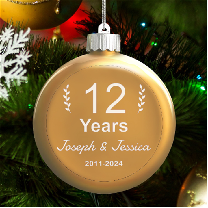Personalized Love Year Anniversary Name LED Glass Round Ornament
