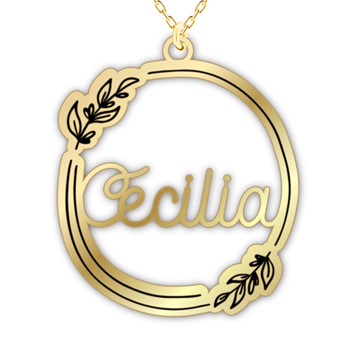 Personalized Name Plant Frame 925 Sterling Silver Pendant Necklace