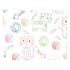 Cats And Food Doodle Seamless Pattern Premium Plush Fleece Blanket (large)