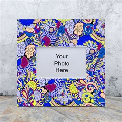 Blue Yellow Background Pattern Vector Texture Paisley White Box Photo Frame 4  X 6 