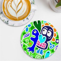 Crazy Pop Art - Doodle Skulls  Uv Print Round Tile Coaster