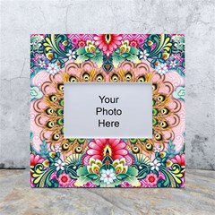 Pink Peacock Bird Pattern Texture White Box Photo Frame 4  X 6 