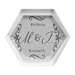 Personalized Initial Wedding Name Hexagon Wood Jewelry Box Front