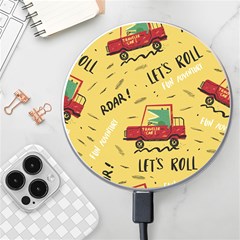 Childish-seamless-pattern-with-dino-driver Wireless Fast Charger(white)