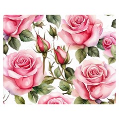 Flower Rose Pink Two Sides Premium Plush Fleece Blanket (medium)