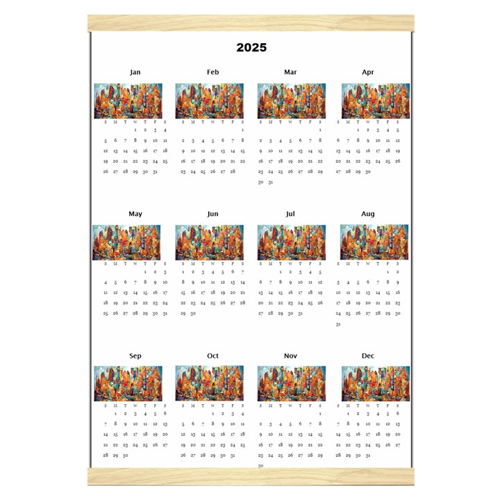 Personalized Calendar Style 3 Canvas Yearly Calendar 16  x 22 