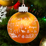 Personalized Merry Christmas illustration Name LED Glass Sphere Ornament Back