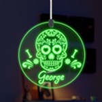 Day of the Dead Skull LED Acrylic Ornament Front