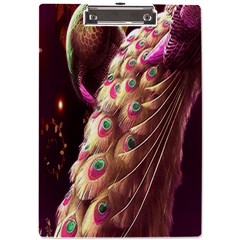 Peacock Dream, Fantasy, Flower, Girly, Peacocks, Pretty A4 Acrylic Clipboard