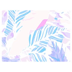 Blue T- Shirt Blue Tropical Pattern T- Shirt Two Sides Premium Plush Fleece Blanket (extra Small)