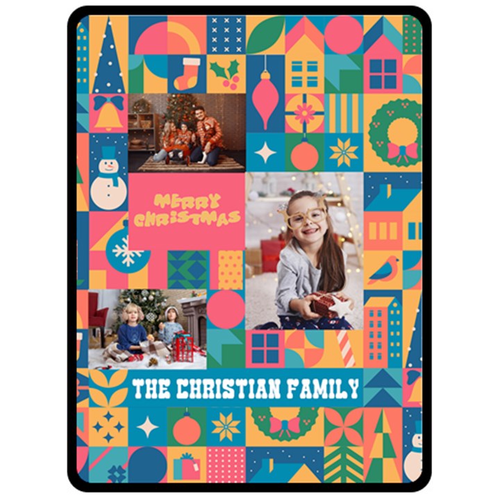 Christmas Graphic Photo Large Blanket Fleece Blanket (Large)