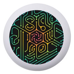 Circuit Hexagonal Geometric Pattern Background Pattern Dento Box With Mirror