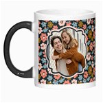 Couple Photo Floral Name Mug Morph Mug Left