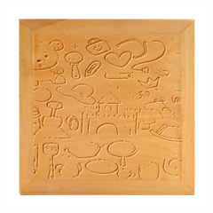 Baby Hand Sketch Drawn Toy Doodle Wood Photo Frame Cube