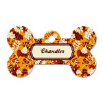 Flower Graphic Pattern Dog Tag Bone (One Side) Front