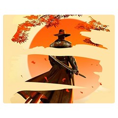 Samurai Art Ninja Katana Anime Aesthetic  Japanese Lore Style Mythology Retro Classic Warrior Two Sides Premium Plush Fleece Blanket (medium)