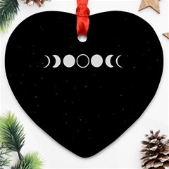 Moon Phases, Eclipse, Black Heart Ornament (two Sides)