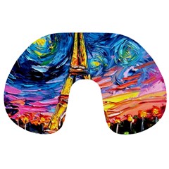 Eiffel Tower Starry Night Print Van Gogh Travel Neck Pillow
