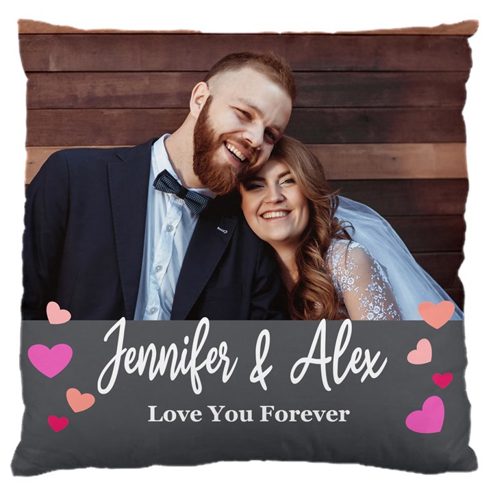 Personalized Love You Forever Couple Photo Name Cushion 16  Baby Flannel Cushion Case (Two Sides)