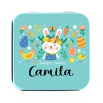 Personalized Easter Name Square Metal Box Square Metal Box (Black) Front