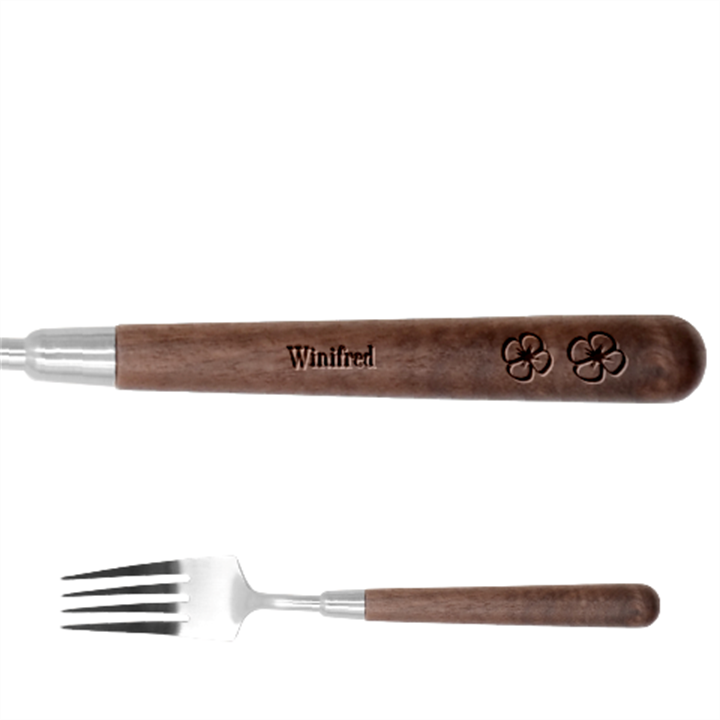Personalized Flower Name Stainless Steel Fork with wooden Handle  Stainless Steel Fork With Wooden Handle