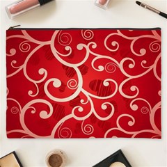 Patterns, Corazones, Texture, Red, Cosmetic Bag (xxxl)