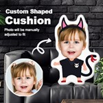 Personalized Photo in Halloween Cat Devil Cartoon Style Custom Shaped Cushion Cut To Shape Cushion Case Front