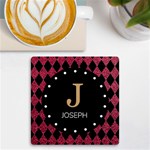 Personalized Glitter Diamond Pattern Initial Name UV Print Square Tile Coaster UV Print Square Tile Coaster  Front