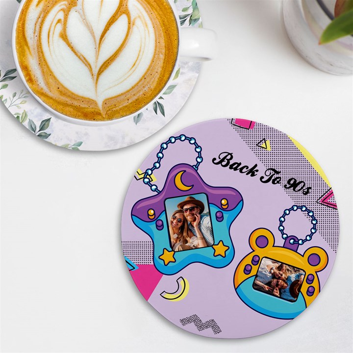 Personalized Tamagotchi Photo Name Round Tile Coaster UV Print Round Tile Coaster