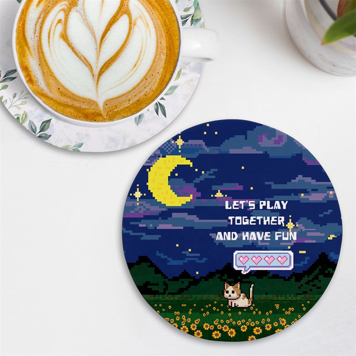 Personalized Pixel Game Name Round Tile Coaster UV Print Round Tile Coaster