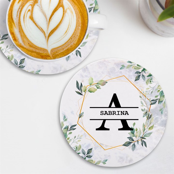 Personalized Initial Name Wireless Fast Charger UV Print Round Tile Coaster