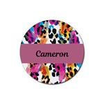 Personalized Leopard print Name Rubber Coaster (Round) Rubber Coaster (Round) Front